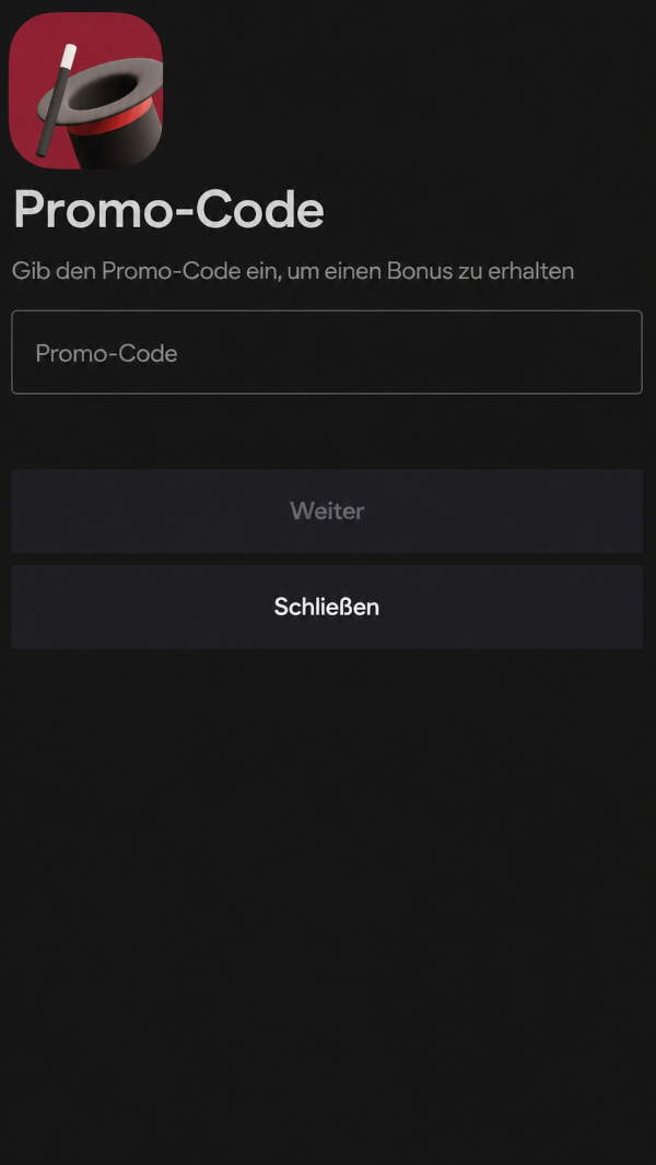 Aktivierung des Promo-Codes im persönlichen Konto